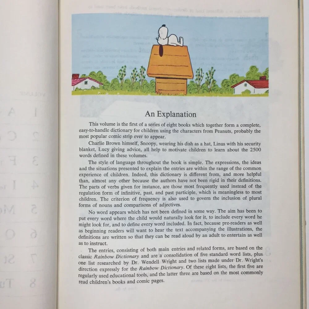 Vintage 1973 Peanuts The Charlie Brown Dictionary Incomplete Set Volumes 1-5 & 7